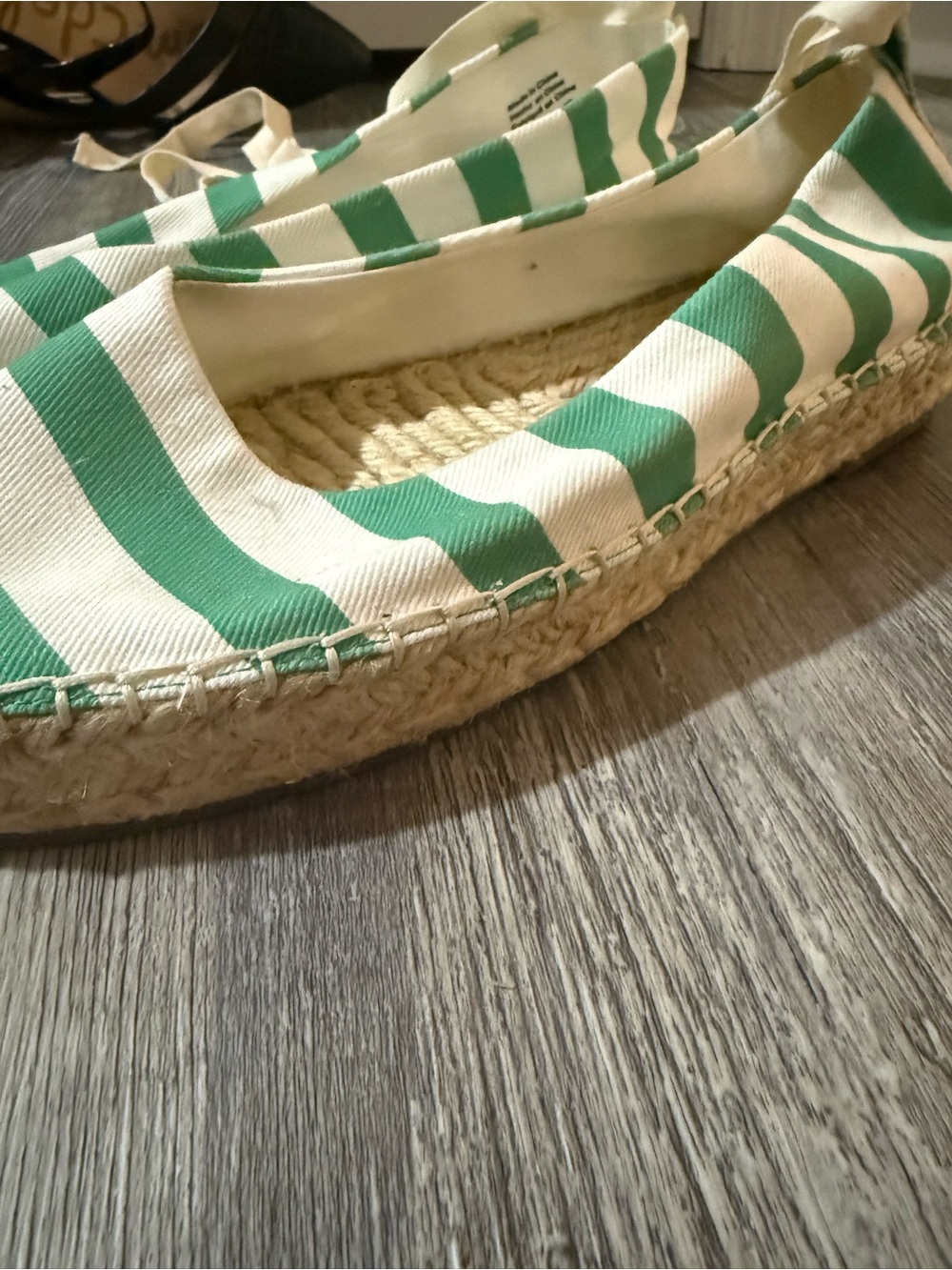 Draper James Green & White Striped Espadrille Tie Flats - Picture 3 of 5